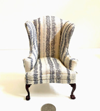 Used, BESPAQ WING BACK ARM  CHAIR WITH STRIPED FABRIC AND MAHOGANY LEGS for sale  Shipping to South Africa