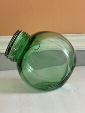 VINTAGE GREEN GLASS ROUND GENERAL STORE STYLE CANISTER METAL HINGED LID for sale  Mc Farland
