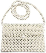 White Pearl Purses Shoulder Bag for Women Pearl Bag Crossbody Beaded Evening Bag for sale  Shipping to South Africa