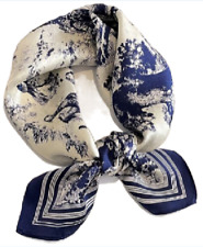 Bufanda cuadrada pequeña 100 % seda 20" para mujer pañuelo floral azul marino WY237 segunda mano  Embacar hacia Argentina