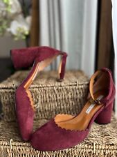 & OTHER STORIES Burgundy Suede Shoes Block Heel Scallop court Heels Size 5 38 for sale  Shipping to South Africa