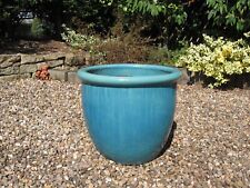 Large Heavy Glazed Pot Blue Turquoise 51 cm Garden Pot Planter for sale  NOTTINGHAM