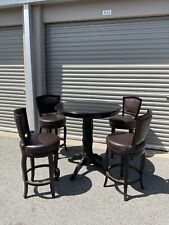 Used, Pier 1 Imports Round Pedestal Dining Table Black with 4 Barstools Swivel Chairs for sale  Shipping to South Africa