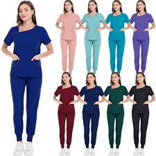 Stretch Jogger Scrub Set Women Top Pants Nurse Medical Hospital Uniform Workwear for sale  Shipping to South Africa