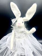 Bailarina Bella Lux Bunny Felpa Estante Cuidador Blanco Plata ~16 pulgadas ENVÍO RÁPIDO segunda mano  Embacar hacia Argentina