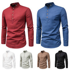 Camisa masculina manga longa gola alta blusa negócios formal tops camisas de trabalho nova comprar usado  Enviando para Brazil