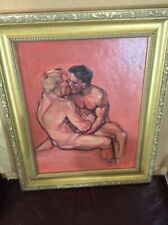"Up Close" - Signed Erotic Male Art Painting by Tom Jones - 2001 Gay Male Couple for sale  Shipping to Canada