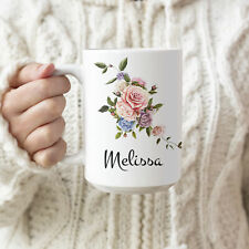 Used, Custom Name purple Floral Mug for Women Girls - Personalized Name Mugs Gift for sale  Shipping to South Africa