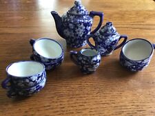 Used, Vintage Mini Children's Porcelain Tea Set  9 pc Blue & White Calico for sale  Shipping to South Africa
