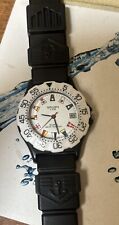 Vintage Gruen 35mm Relógio de Quartzo Pulseira de Borracha Branca Náutica 243-2115 comprar usado  Enviando para Brazil