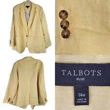 Blazer Talbots amarelo 100% linho forrado com um botão feminino plus size 14W primavera comprar usado  Enviando para Brazil