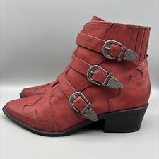 Indigo Rd. Botas de tornozelo femininas tamanho 8 M vermelho fivela lateral com zíper comprar usado  Enviando para Brazil