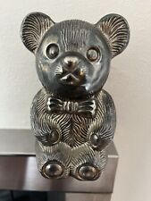 Vintage Children's Silver Metal Teddy Bear Moneybox Piggy Bank 5 inches for sale  Shipping to South Africa