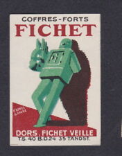 Ancienne étiquette allumettes France BN53010 Coffres Fort Fichet , occasion d'occasion  Paris XVII