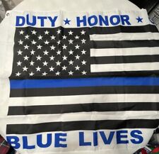 Used, Duty Honor Courage Police Memorial Blue Lives Matter 3X5 Blue Line Flag Banner for sale  Shipping to South Africa
