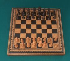 "Juego de mesa de cuero italiano vintage 1980 tablero de ajedrez y madera ajedrez 114"" X 14""" segunda mano  Embacar hacia Argentina