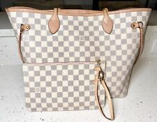 Linda Bolsa Tote Louis Vuitton Damier Azur Neverfull MM Autêntica com Bolsa Rosa comprar usado  Enviando para Brazil