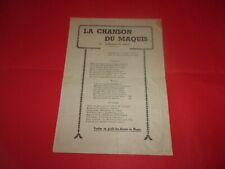 Partition chanson maquis d'occasion  Arras