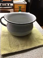Vintage White Enamel Chamber Pot Enamelware Bedpan White With Black Trim for sale  Shipping to Canada