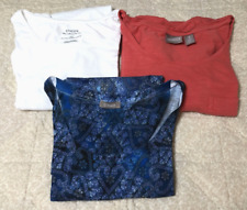 Lote de 3 blusas de malha Chicos tamanho 3 tamanho XL branco coral azul mármore algodão LEIA comprar usado  Enviando para Brazil