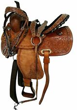 Western Horse Saddle Pleasure Trail Barrel Racing Premium Leather Tack 15 Inches for sale  Shipping to Canada