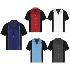 Camiseta masculina boliche manga curta bloco de cores botão para baixo blusas casuais comprar usado  Enviando para Brazil