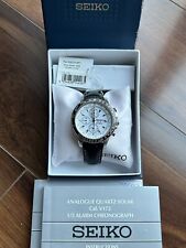 Usado, Seiko SSC013 cronógrafo solar masculino mostrador branco relógio piloto Flightmaster RARO!!! comprar usado  Enviando para Brazil