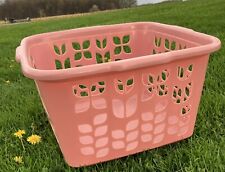 "Cesta de lavandería vintage Rubbermaid 2968 tulipán rosa plástico cuadrada 18"" de ancho x 11"" de profundidad" segunda mano  Embacar hacia Argentina