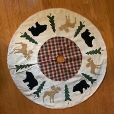 Used, Woodland Animals Felt Christmas Tree Skirt Forest Bear Gingham Plaid 47 in. for sale  Shipping to South Africa