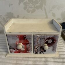 Mini Wooden Chest Of Drawers 2 Drawer Unit Organiser With Tile Drawer Fronts, used for sale  Shipping to South Africa