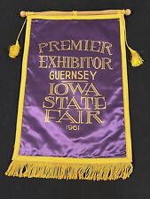 Banner vintage 1961 Iowa State Fair Premier expositor cetim seda Guernsey comprar usado  Enviando para Brazil