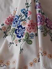 Vintage embroiderd tablecloth for sale  ABERTILLERY