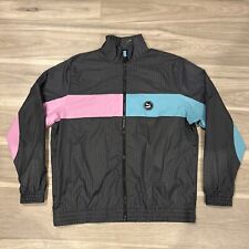 NWD Puma Windbreaker Jacket Mens XL Chest 26” Blue Full Zip Retro Square Black for sale  Shipping to South Africa