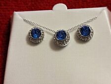 Juego de Collares/Pendientes Elementos Swarovski de Plata Esterlina 925 Cristal Plata Azul  segunda mano  Embacar hacia Argentina