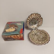 VTG. Buttermuschel Versilbert Silver Shell Metal Compact Dish With Glass Insert , used for sale  Shipping to South Africa