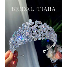 Luxury All CZ Cubic Zirconia Wedding Princess Queen Tiara Crown For Women, used for sale  Shipping to South Africa
