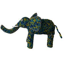 Usado, Estatueta esculpida com miçangas de vidro azul verde elefante feita à mão decoração boho comprar usado  Enviando para Brazil