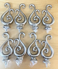 SET OF 8 - Scroll Finial For Curtain Robs - Satin Nickel with mounting Hardware for sale  Shipping to South Africa