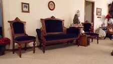 Used, Antique Victorian Blue Velvet 3 Piece Parlor Set for sale  Shipping to South Africa