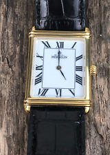 MICHEL HERBELIN Art Deco Gold Tone Watch 17468 32 x 27mm Black Leather Strap for sale  Shipping to South Africa