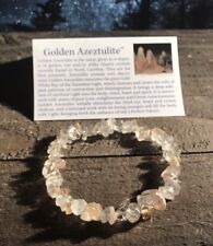 BEAUTIFUL RARE GOLDEN AZEZTULITE NATURAL CRYSTAL High vibe GOLD Quartz BRACELET for sale  Shipping to South Africa