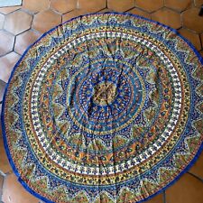 India Arts Elephant Mandala Floral Print Blue Tablecloth Round for Dining 70” for sale  Shipping to South Africa