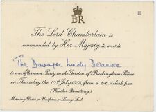 Tarjeta de invitación de la realeza E11R escudo en relieve, fiesta en el jardín en el palacio 1958 segunda mano  Embacar hacia Argentina