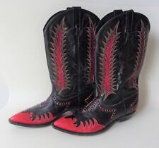 Vintage Tony Lama Firewalker Red Lizard Flame Stitching Leather Cowboy Boots 10M for sale  South Salem