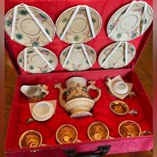 Vintage Capodimonte Tea Set, 17 Piece Set, Gold Gilt Cherub Italian Porcelain, used for sale  Shipping to South Africa