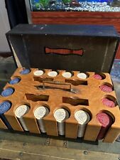 Used, VINTAGE INDIAN CLAY POKER CHIP SET IN ORIGINAL CASE 390 Pc Clay Chips for sale  Shipping to South Africa