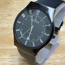 Relógio de quartzo Skagen 233XLTMB masculino preto data analógica ultrafina couro nova bateria comprar usado  Enviando para Brazil