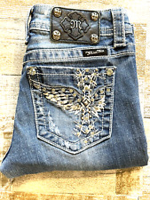 Jeans skinny feminino Miss Me 27x29 design cruzado bordado bolsos traseiros comprar usado  Enviando para Brazil