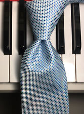 DAVID TAYLOR / Cool Aqua & Blue Micro Check Easy Care Polyester Necktie for sale  Shipping to South Africa