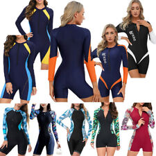 iEFiEL Women One Piece Swimsuit Long Sleeve Zipper Jumpsuit Pool Beach Swimwear, used for sale  Shipping to South Africa